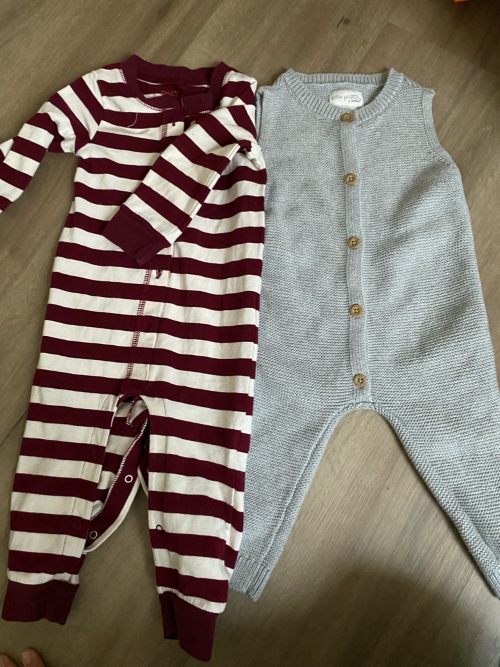 Carter's Burgundy & White Striped Snap-Front One-Piece